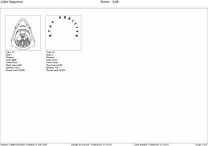 Machine Embroidery files, stay positive, Funny Shark and Skeleton, Sarcastic, PES, DST, xxx, hus & more