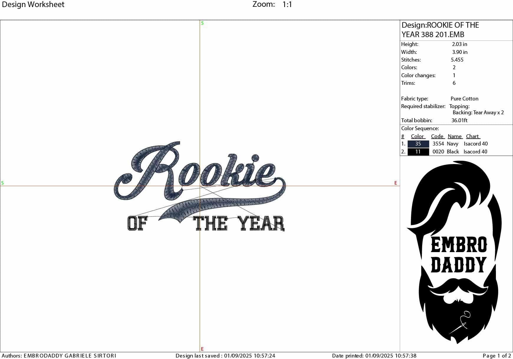 Machine Embroidery files, Baseball Style Swoosh Word "Rookie" with "of the Year" in Block Type, 1st Birthdays, DST, PES, xxx, hus & more
