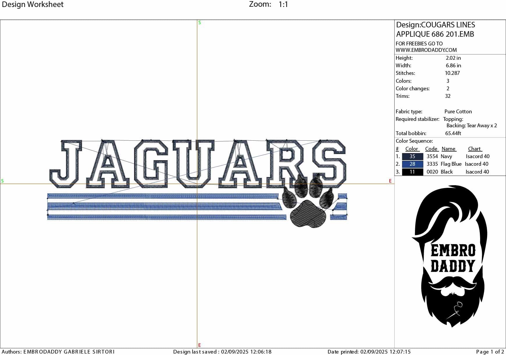 Machine Embroidery files, Jaguars appliqué, sport, PES, xxx, hus & more, fan embroidery files