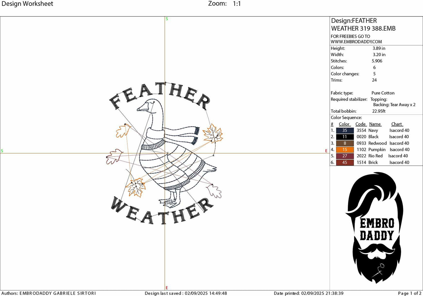 Machine Embroidery files, Feather Weather, Cozy Fall Goose, Funny Autumn Animal, Sweater Weather, Cute Goose, PES, DST, xxx, hus & more