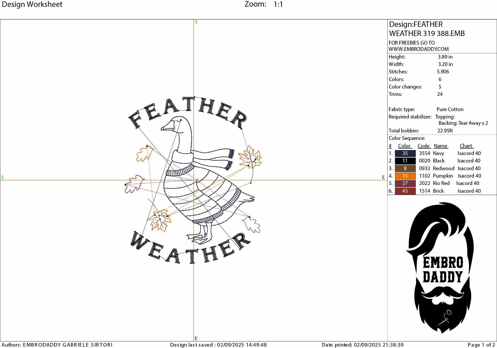 Machine Embroidery files, Feather Weather, Cozy Fall Goose, Funny Autumn Animal, Sweater Weather, Cute Goose, PES, DST, xxx, hus & more