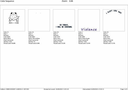 mature, Machine Embroidery files, today I slept like shit, Funny Frog and Toad Digital, Funny Saying PES, DST, xxx, hus & more