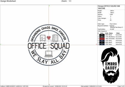 Machine Embroidery files, Office Squad, Teacher, Secretary, Coworker, Admin Squad, School Secretary PES, DST, xxx, hus and more