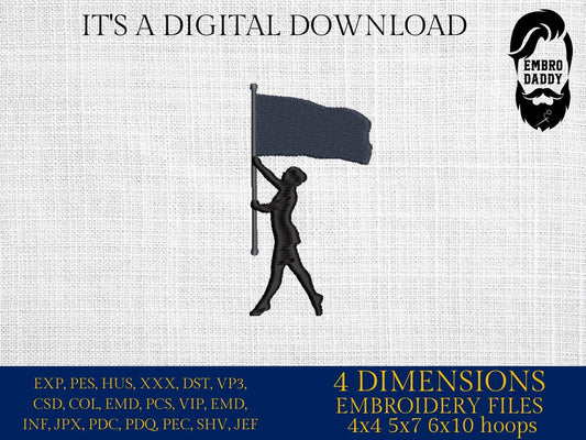 Machine Embroidery files, Color Guard Twirler Standing, Flag for Marching Band/Winter Guard PES, xxx, dst, hus & more