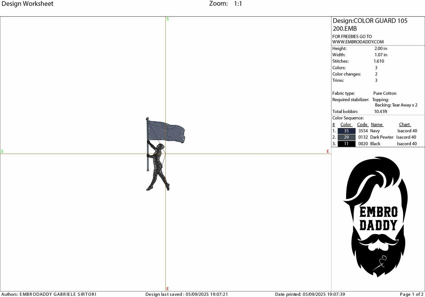 Machine Embroidery files, Color Guard Twirler Standing, Flag for Marching Band/Winter Guard PES, xxx, dst, hus & more