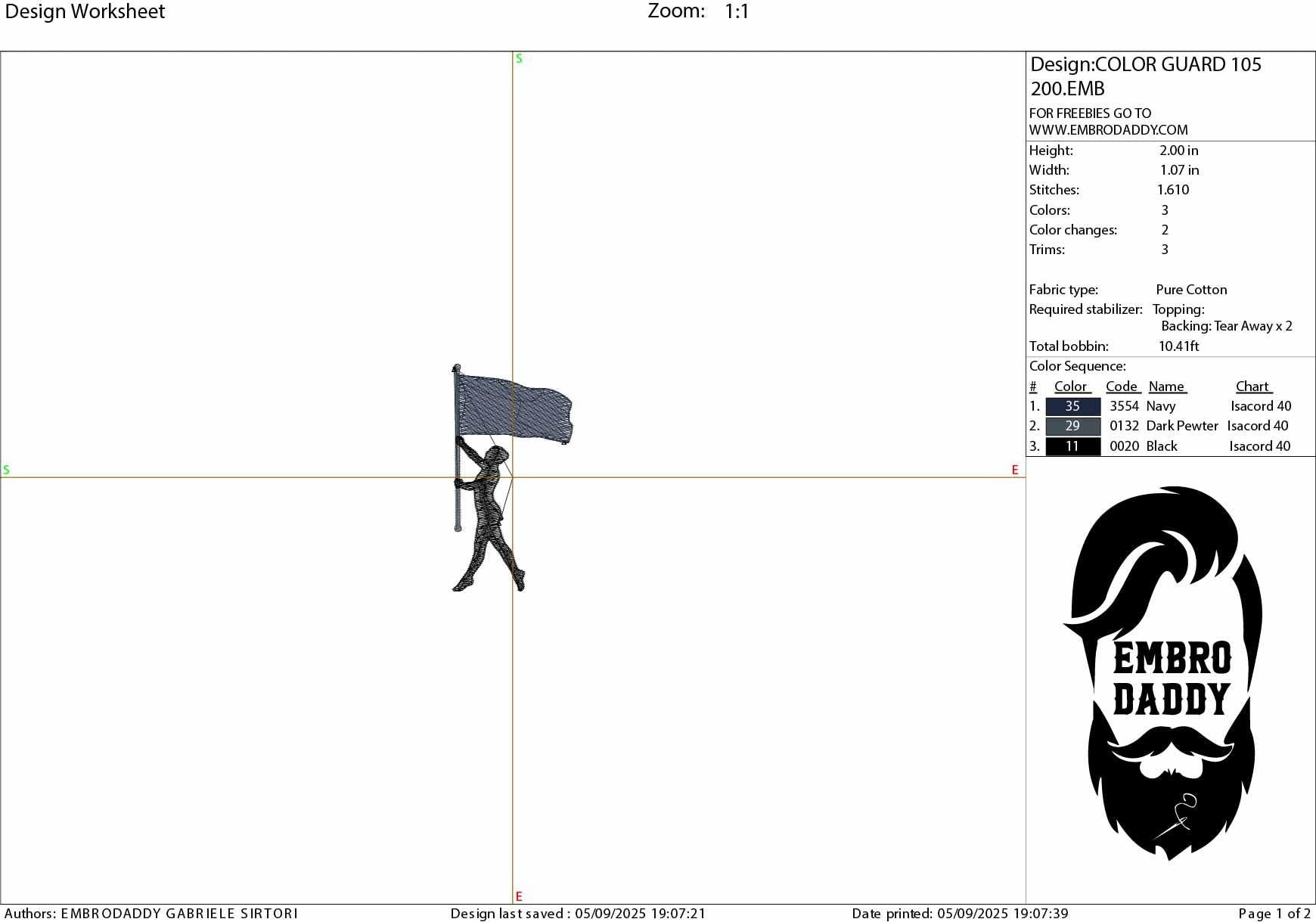 Machine Embroidery files, Color Guard Twirler Standing, Flag for Marching Band/Winter Guard PES, xxx, dst, hus & more