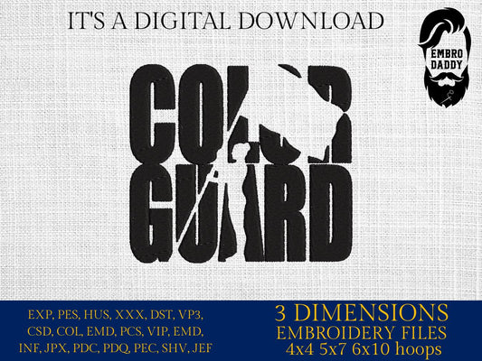 Machine Embroidery files, Color Guard Twirler, Flag for Marching Band/Winter Guard PES, xxx, dst, hus & more