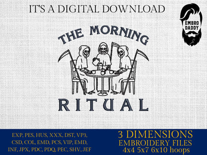 Machine Embroidery files, Halloween, Grim reapers, The Coffee Morning Ritual, PES, xxx, hus & more