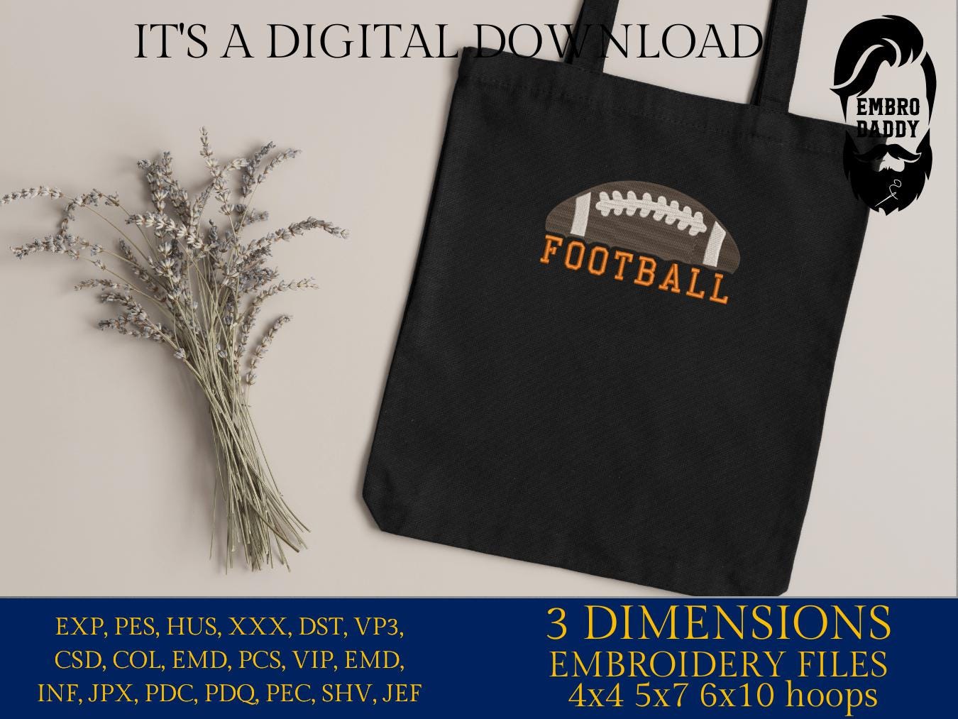 Machine Embroidery files, football, football gift idea, PES, dst, xxx, hus & more
