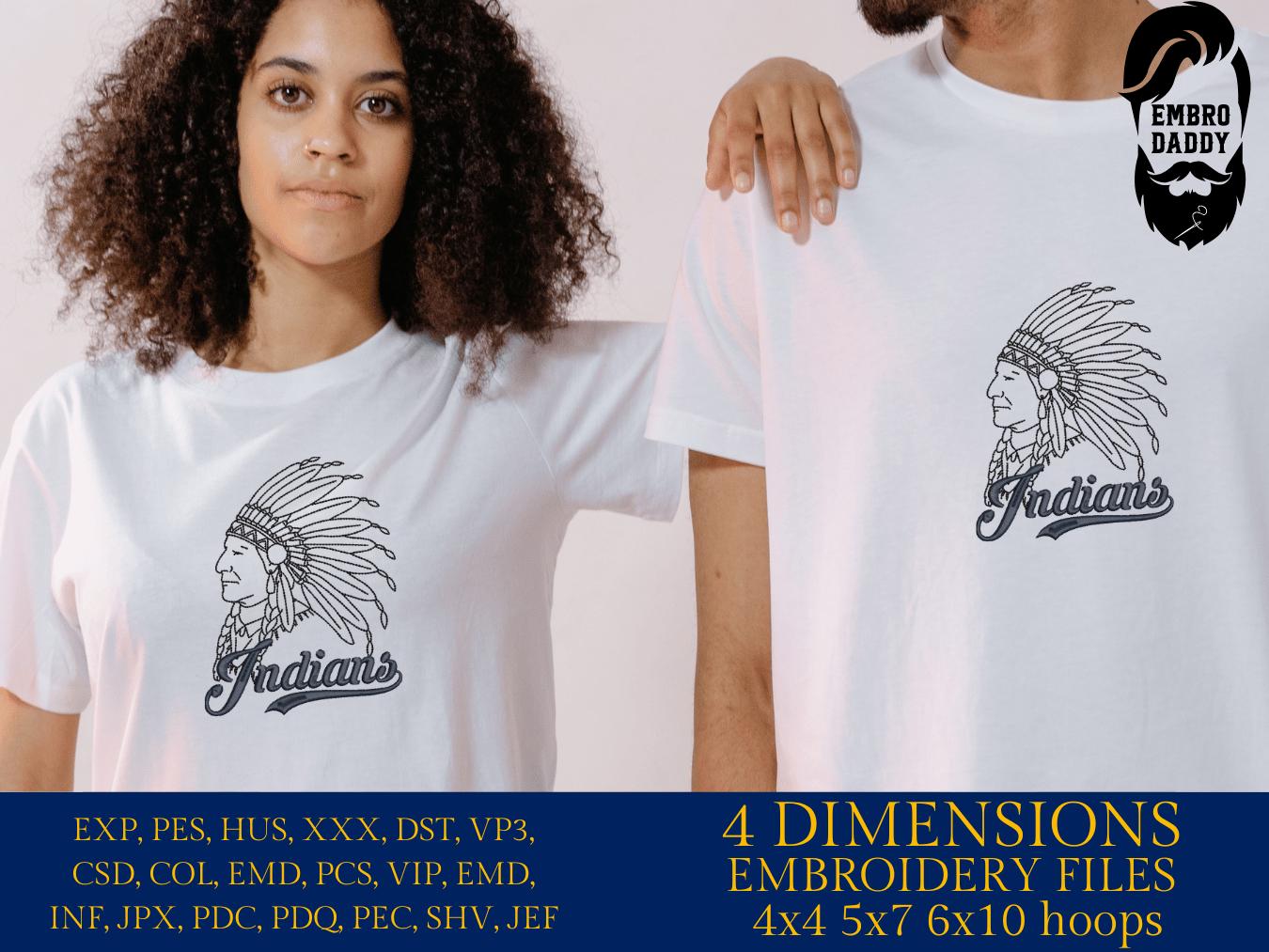 Machine Embroidery files, Indians, Mascot, sport, PES, dst, xxx, hus & more,