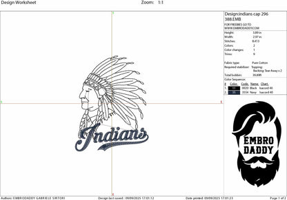 Machine Embroidery files, Indians, Mascot, sport, PES, dst, xxx, hus & more,