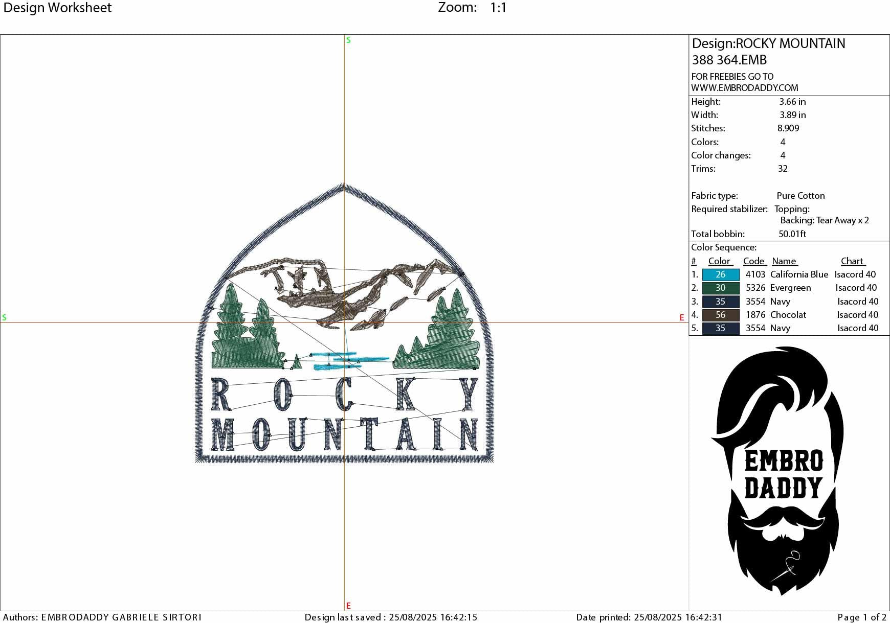 Machine embroidery files, Rocky Mountain National Park Emblem , PES, DST, hus & more
