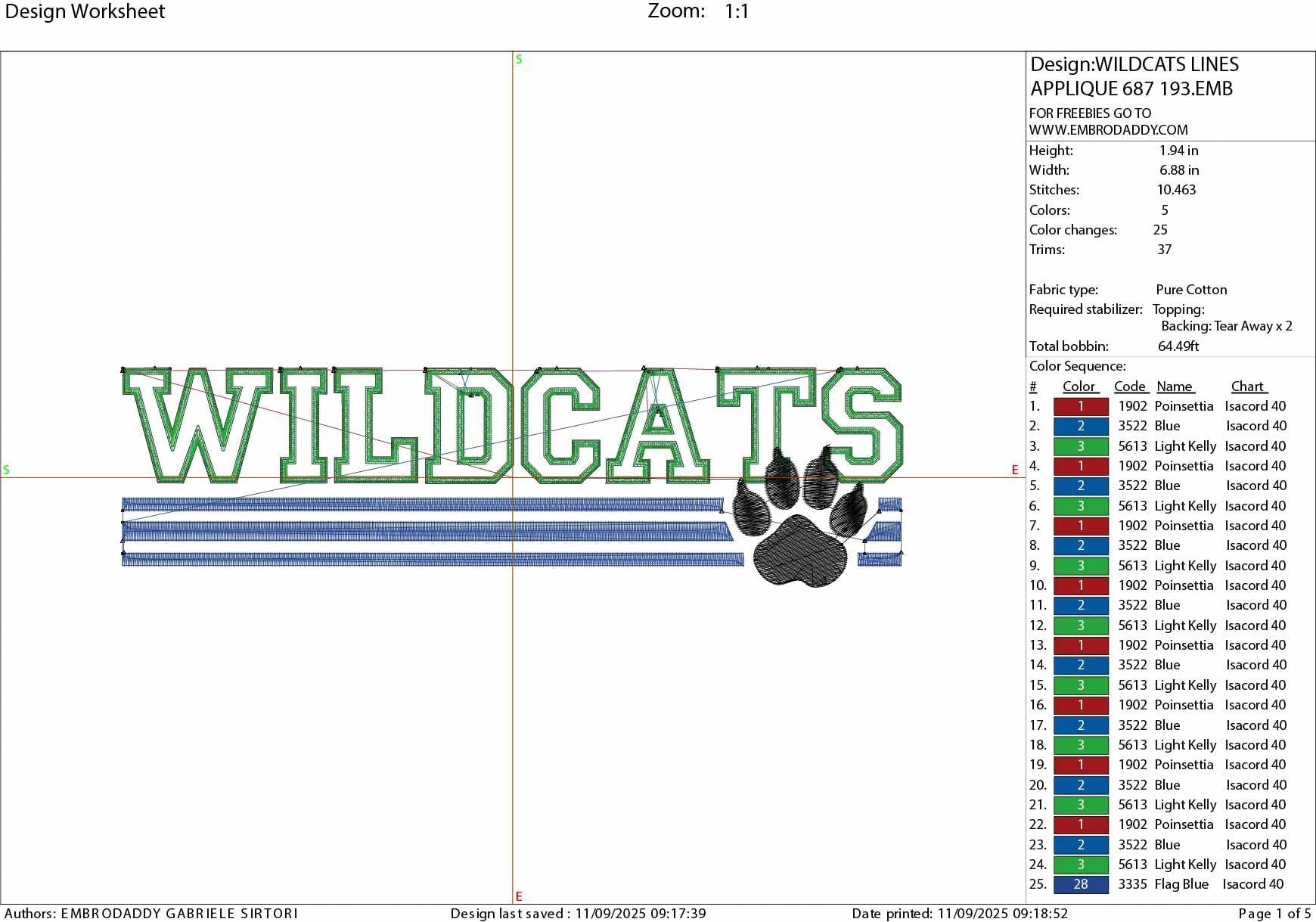 Machine Embroidery files, Wildcats appliqué, sport, PES, xxx, hus & more, fan embroidery files