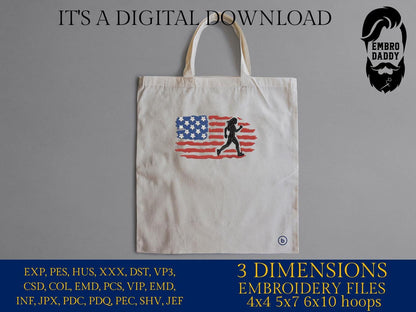 Machine Embroidery files, USA flag, woman running, run, girl, PES, xxx, dst, hus & more