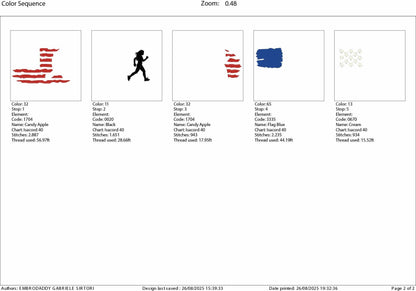 Machine Embroidery files, USA flag, woman running, run, girl, PES, xxx, dst, hus & more