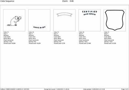 Machine Embroidery files, Certified Beaver Inspector, Funny Animal, PES, DST, xxx, hus & more