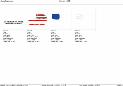 Machine Embroidery files, USA flag, Just because you're offended, PES, xxx, hus & more, fan embroidery files
