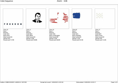 Machine Embroidery files, USA flag, RIP Charlie Kirk, Memorial, Republican, Tribute Design , PES, xxx, dst, hus & more