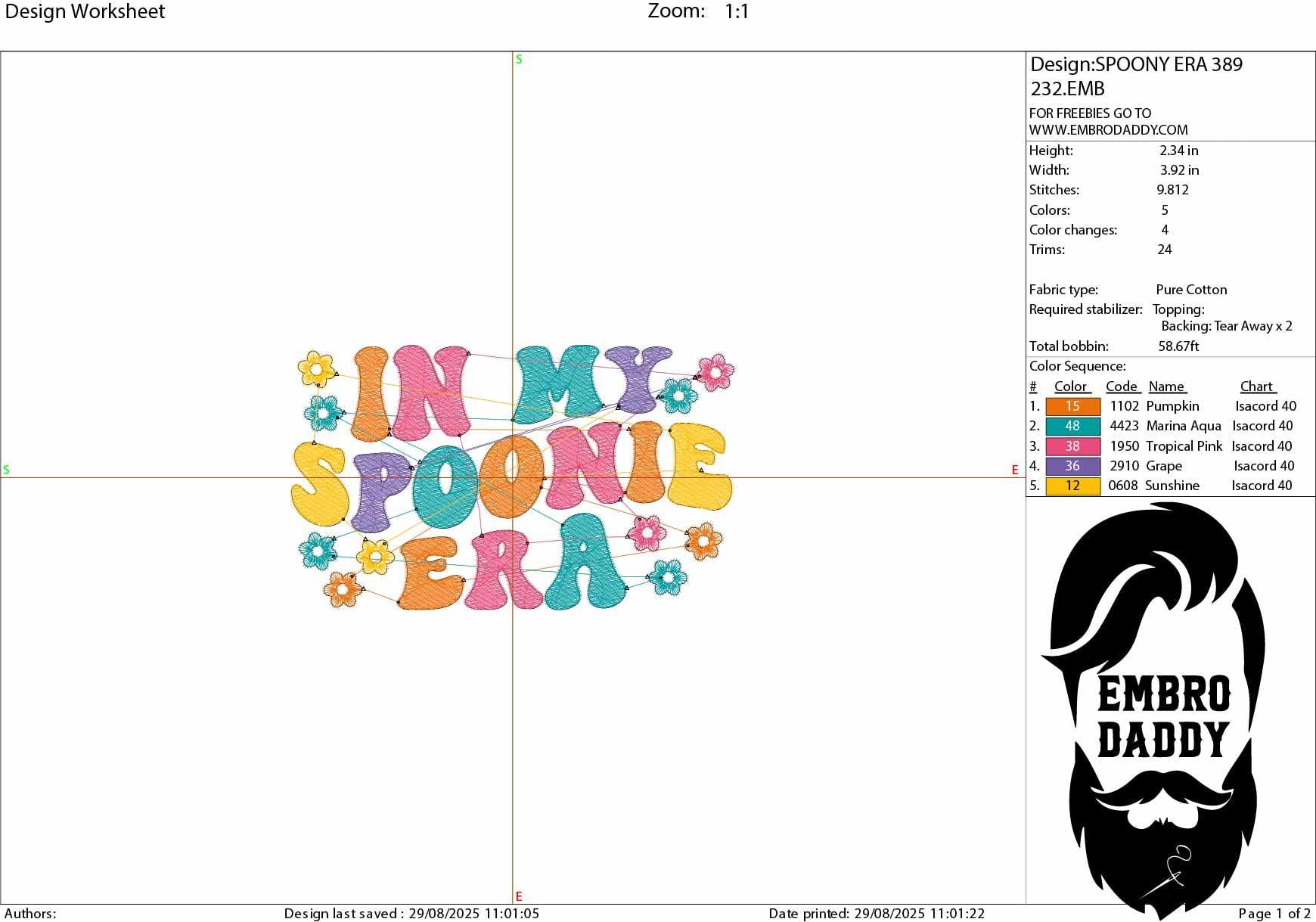 Machine Embroidery files, in my spoonie era, embroidery files, PES, xxx, hus & more, embroidery files