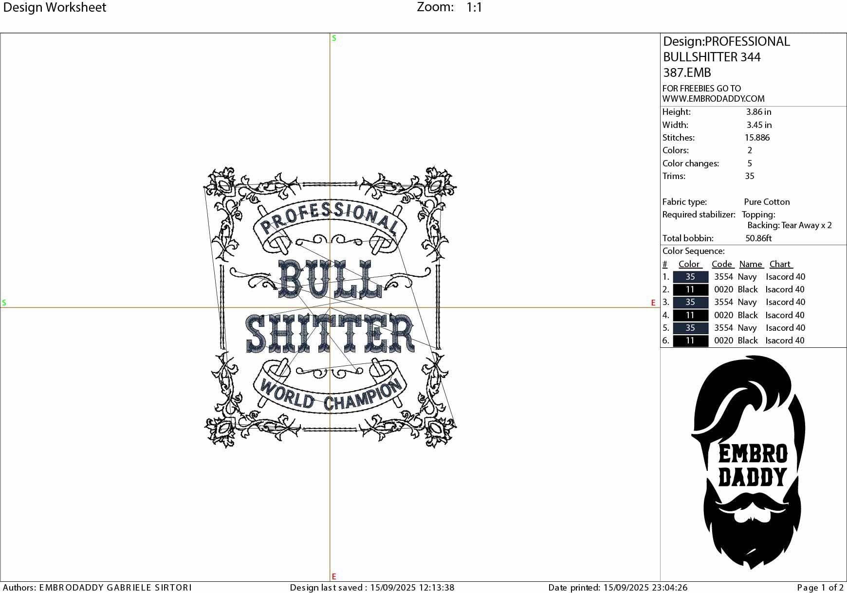 Machine Embroidery files, Professional Bullshitter, Funny, Adult Humor, PES, DST, xxx, hus & more