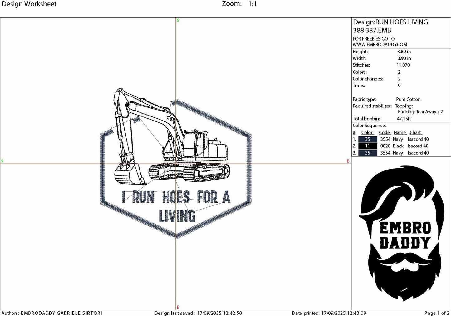 Machine Embroidery files, I Run Hoes for a Living, Funny Excavator Operator, Heavy Equipment Humor, PES, dst, xxx hus & more