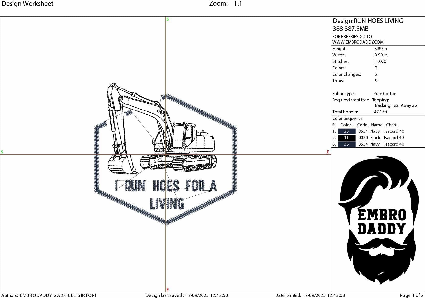 Machine Embroidery files, I Run Hoes for a Living, Funny Excavator Operator, Heavy Equipment Humor, PES, dst, xxx hus & more