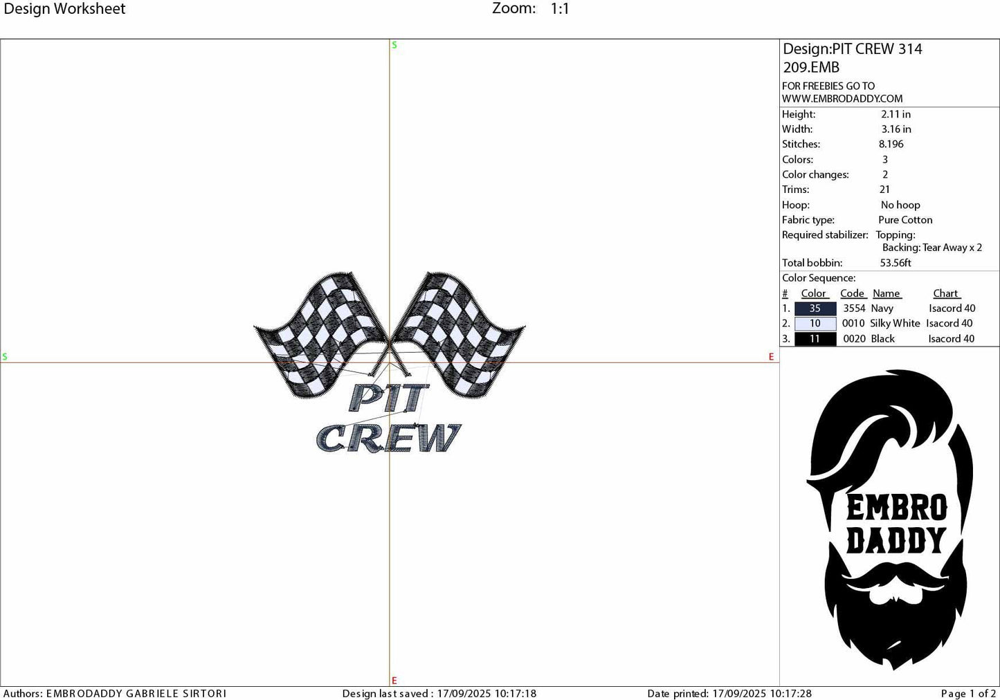 Machine Embroidery files, Car/Automotive, Black Checkered Racing Flags, Track Finish Line, "Pit Crew", PES, DST, xxx, hus & more