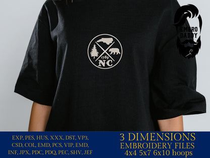 Machine Embroidery files, North Carolina, est 1789, DST, PES, xxx hus & more