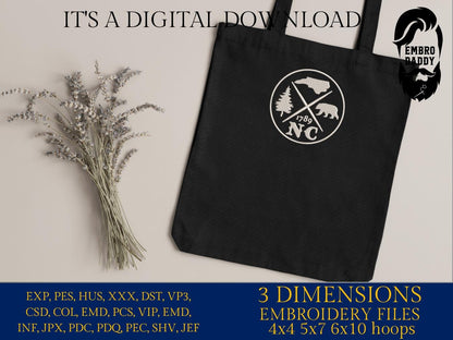 Machine Embroidery files, North Carolina, est 1789, DST, PES, xxx hus & more