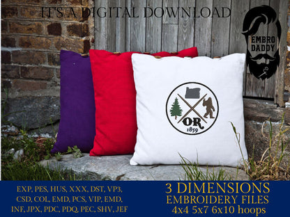 Machine Embroidery files, Oregon, est 1859, DST, PES, xxx hus & more