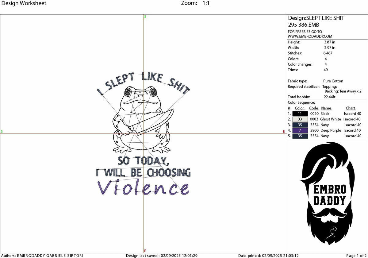 mature, Machine Embroidery files, today I slept like shit, Funny Frog and Toad Digital, Funny Saying PES, DST, xxx, hus & more
