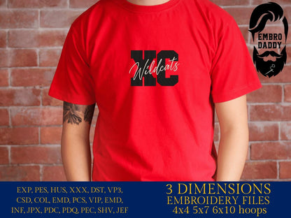 Machine Embroidery files, cross country Wildcats, PES, xxx, hus & more, fan embroidery files