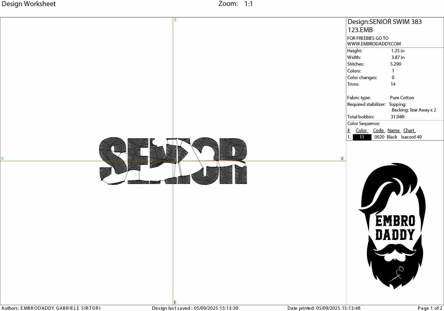 Machine Embroidery files, SENIOR with Swimming Silhouette, Swim Teams, Coaches, Parents, PES, xxx, hus & more, fan embroidery files