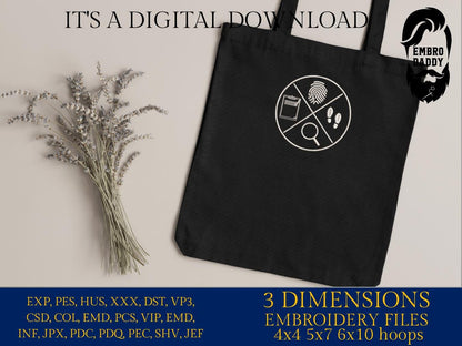 Machine Embroidery files, Fingerprint, ID, Palm Reading Law Enforcement, Police, Cops, Arrest, Detective, Logo, dst, PES, xxx, hus & more