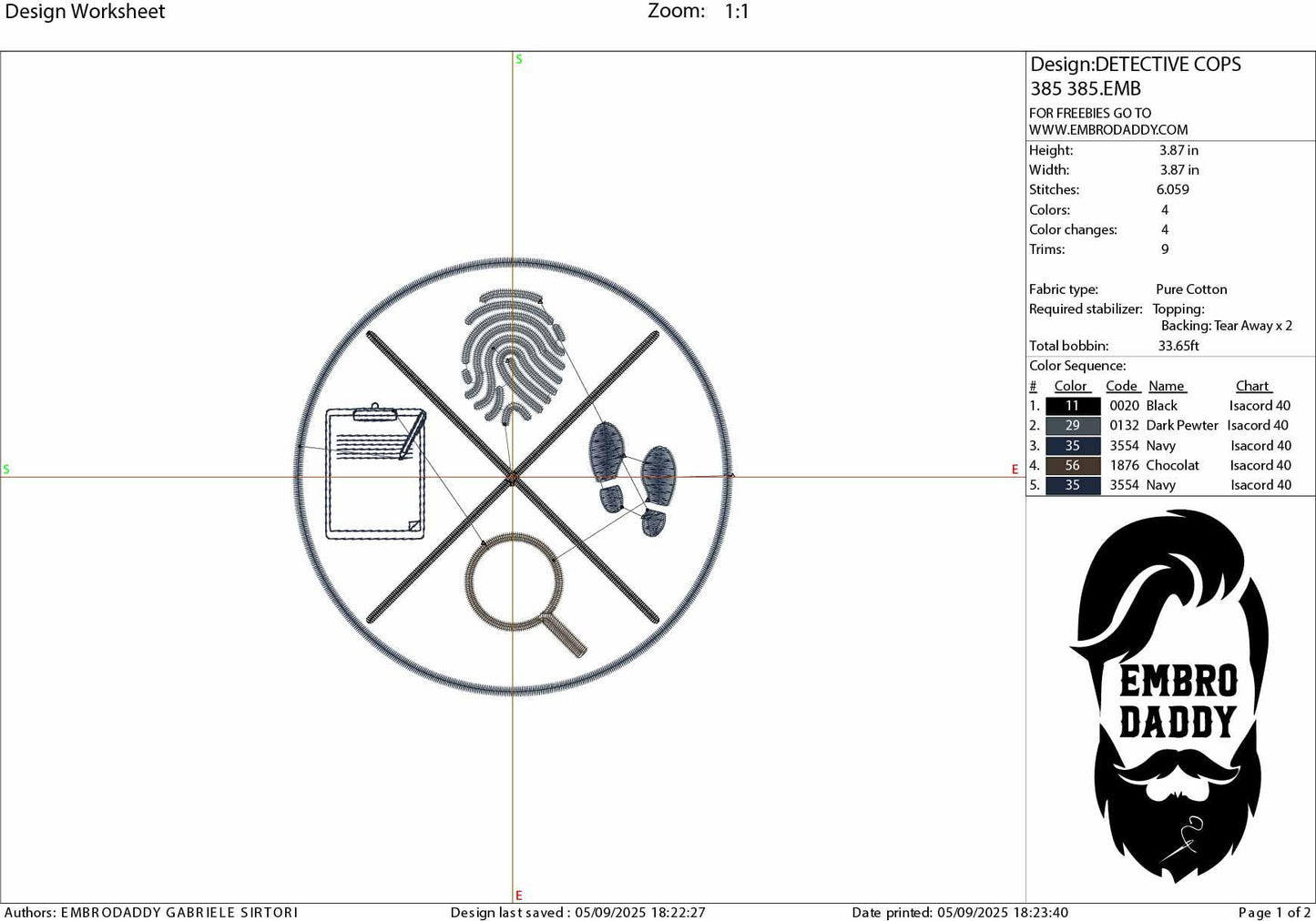Machine Embroidery files, Fingerprint, ID, Palm Reading Law Enforcement, Police, Cops, Arrest, Detective, Logo, dst, PES, xxx, hus & more