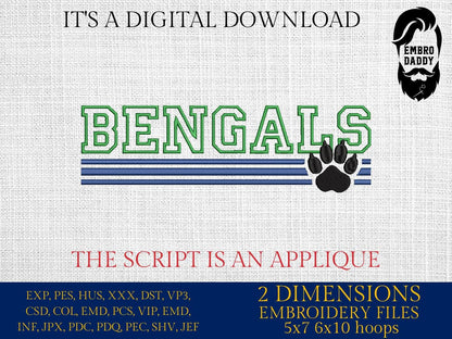Machine Embroidery files, bengals appliqué, sport, PES, xxx, hus & more, fan embroidery files