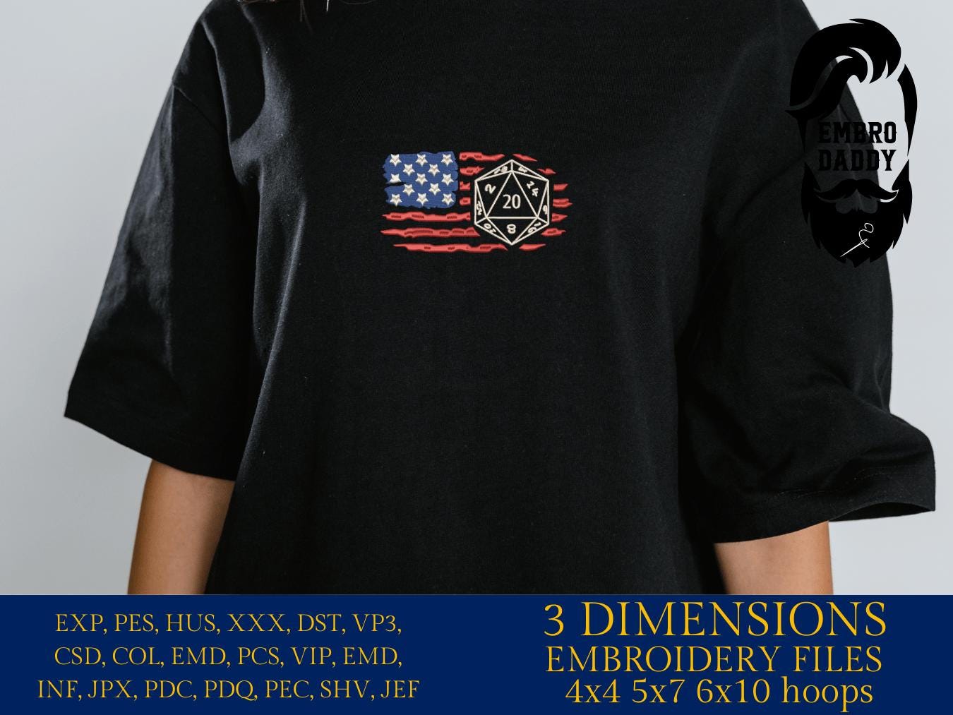 Machine Embroidery files, USA flag, gamer, dice, Geek and nerd, DST, PES, xxx, hus & more