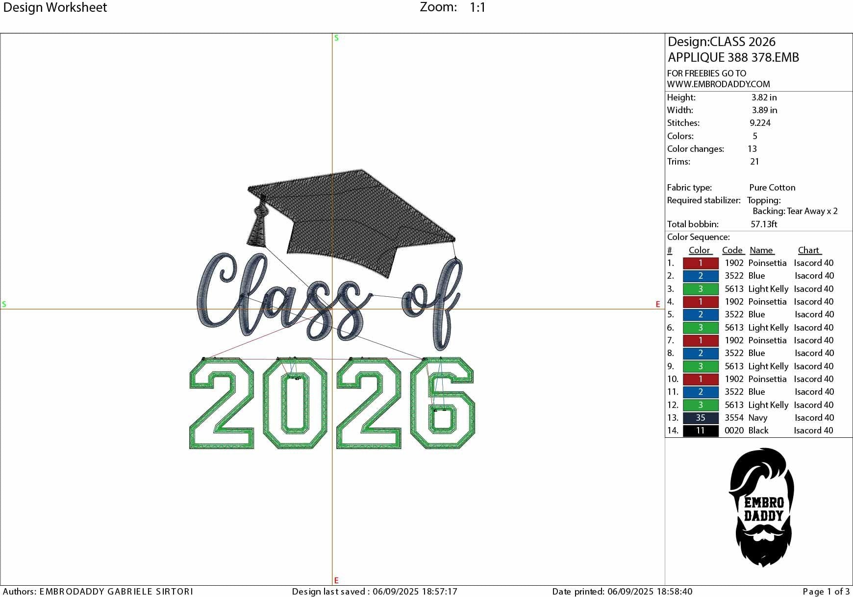 Machine Embroidery files, Senior class of 2026 applique, PES, DST, xxx, hus & more
