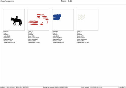 Machine Embroidery files, Usa flag girl horse, embroidery files, rider, rodeo, woman, PES, dst, xxx, hus & more