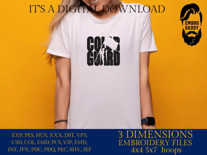 Machine Embroidery files, Color Guard Twirler, Flag for Marching Band/Winter Guard PES, xxx, dst, hus & more