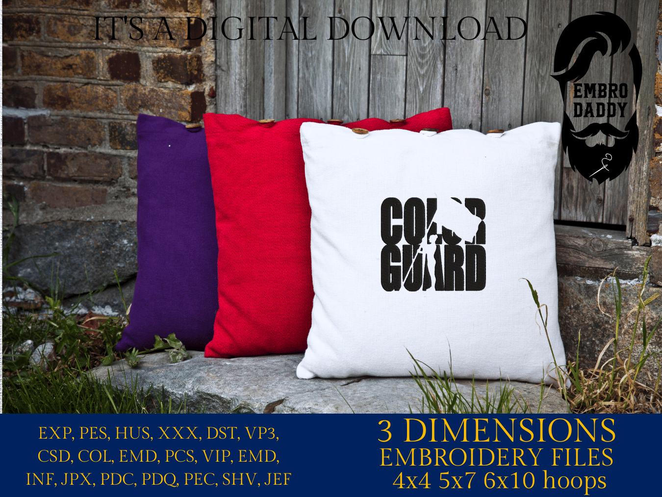 Machine Embroidery files, Color Guard Twirler, Flag for Marching Band/Winter Guard PES, xxx, dst, hus & more