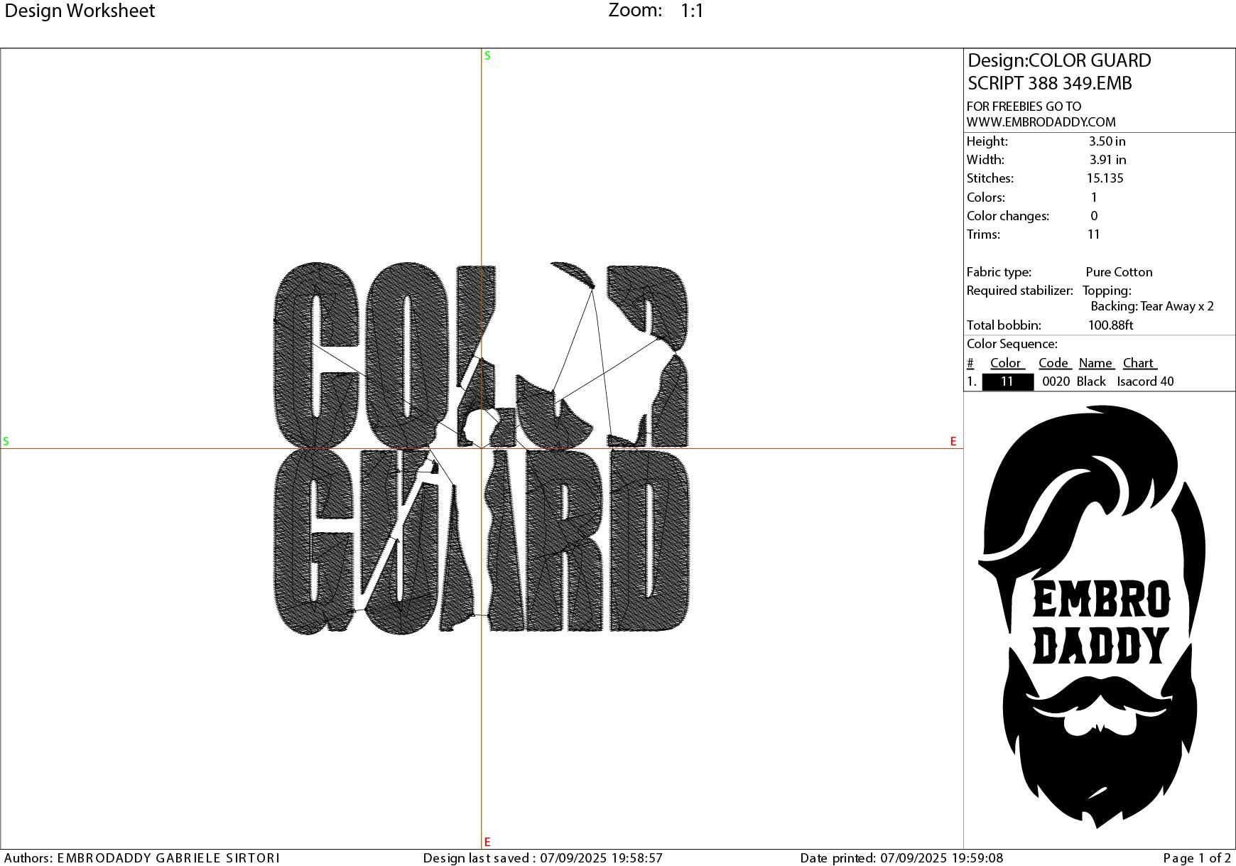 Machine Embroidery files, Color Guard Twirler, Flag for Marching Band/Winter Guard PES, xxx, dst, hus & more