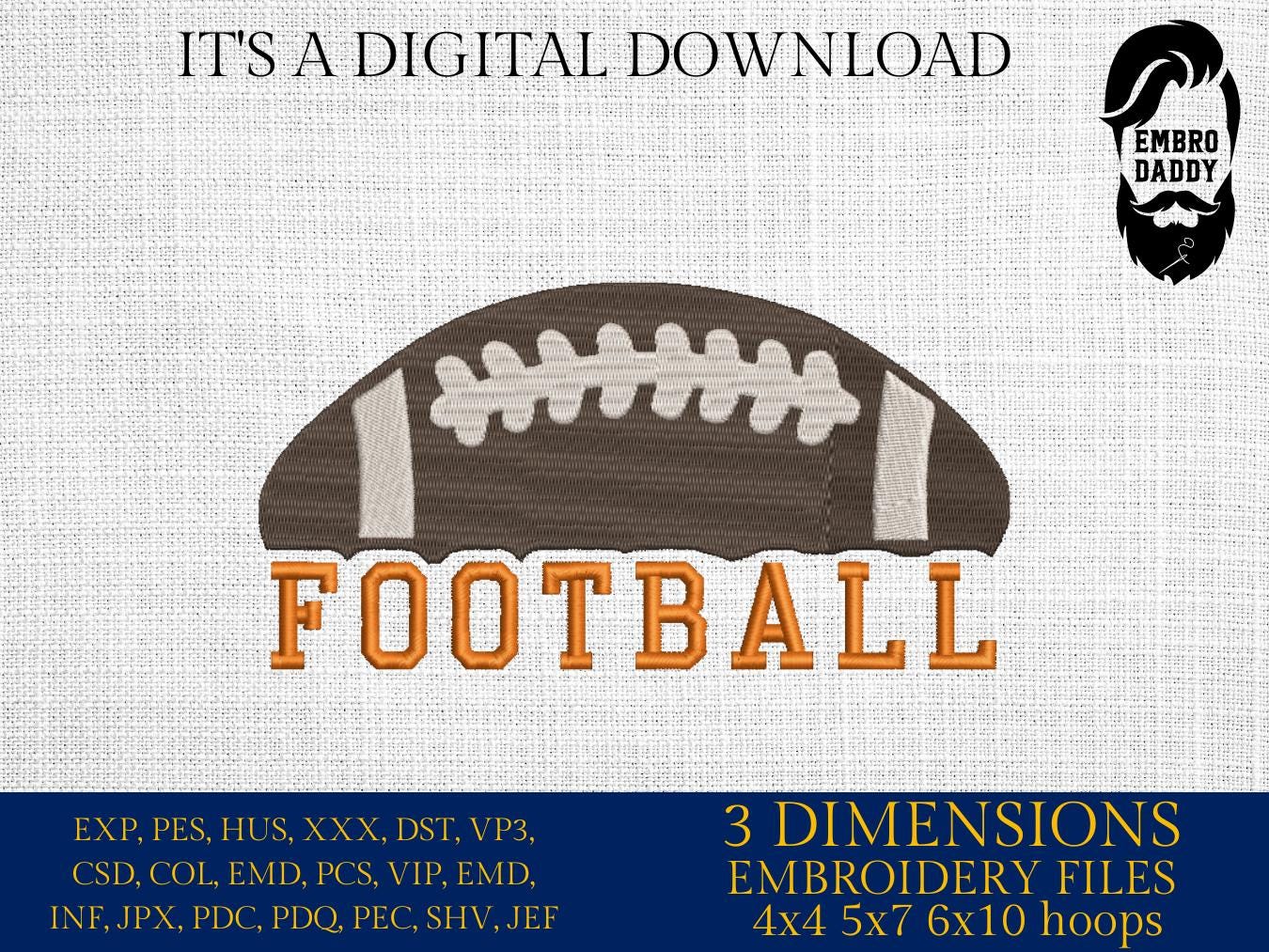 Machine Embroidery files, football, football gift idea, PES, dst, xxx, hus & more