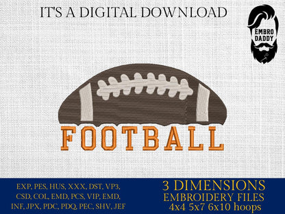 Machine Embroidery files, football, football gift idea, PES, dst, xxx, hus & more