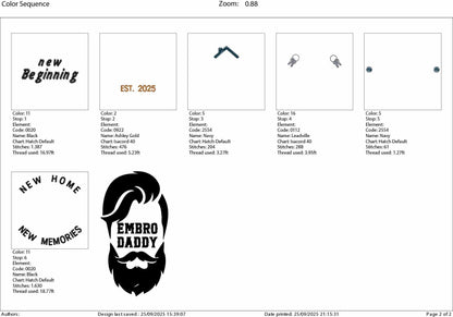 Machine Embroidery files digitized for hats, New Home new Beginning 2025, embroidery files, PES, dst, xxx, hus & more