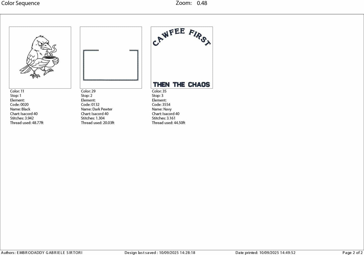 Machine Embroidery files, Funny Bird, Cawfee First Then The Chaos, Raven Coffee Gothic Design, Dark Humor, Caffeine, PES, xxx, hus & more