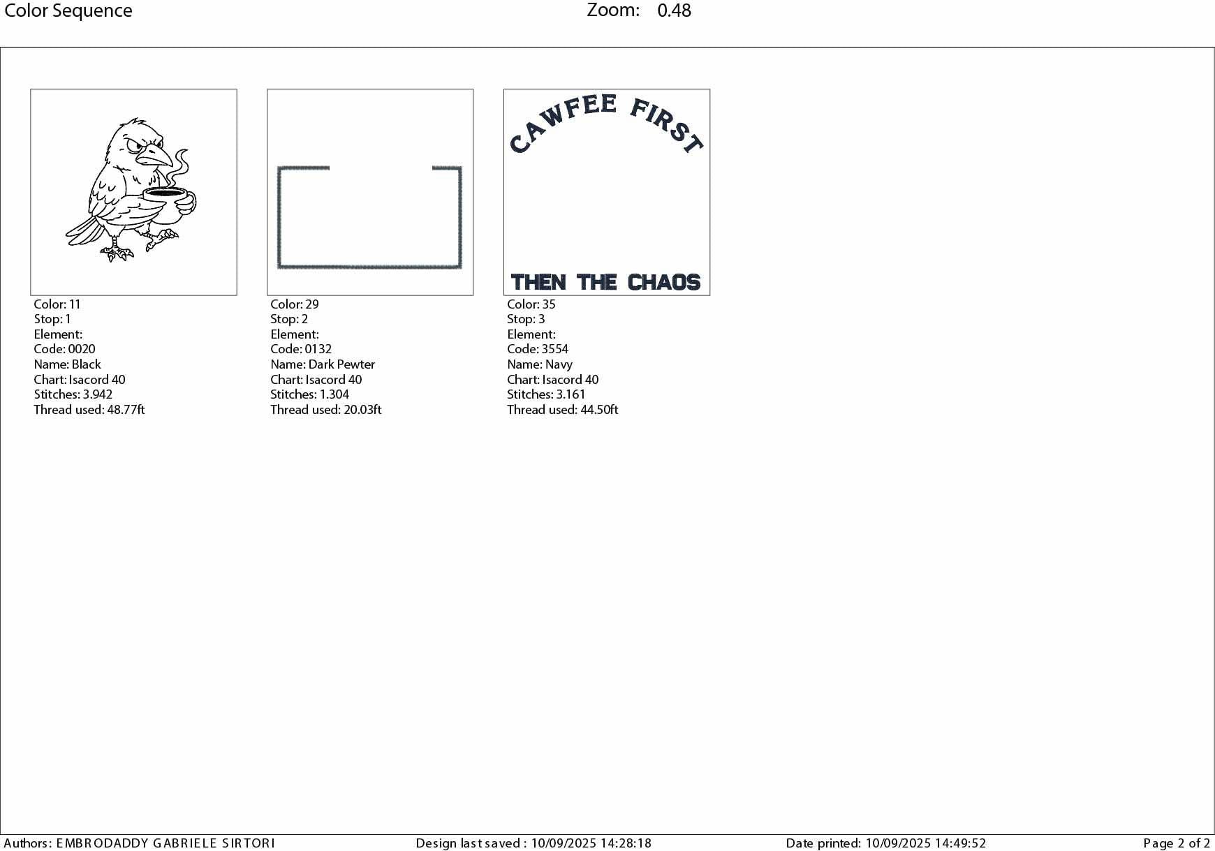 Machine Embroidery files, Funny Bird, Cawfee First Then The Chaos, Raven Coffee Gothic Design, Dark Humor, Caffeine, PES, xxx, hus & more