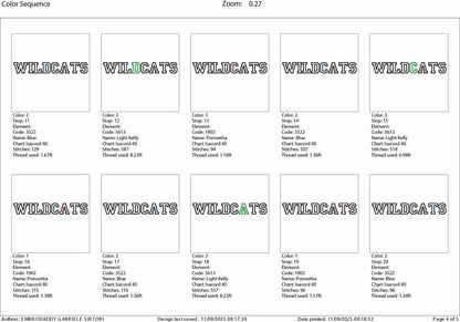 Machine Embroidery files, Wildcats appliqué, sport, PES, xxx, hus & more, fan embroidery files