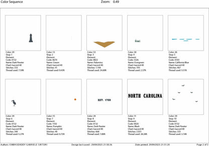 Machine Embroidery files, North Carolina est 1789, DST, PES, xxx hus & more