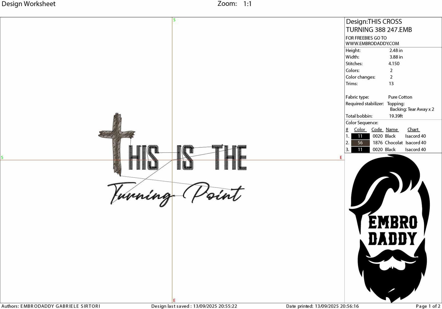 Machine Embroidery files, This is the Turning Point, Patriotic, Memorial, Christian Cross, Republican, Tribute, PES, xxx, dst, hus & more